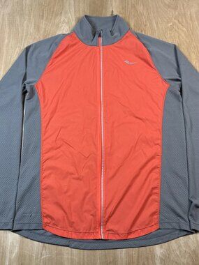 Saucony Mens Full Zip Running Jacket Orange & Gray Size Medium